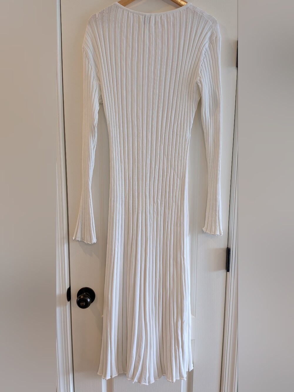 DISSH Reign Dress White Ribbed Maxi Long Sleeve Tie Bridal Minimalist Size XL - Picture 9 of 16